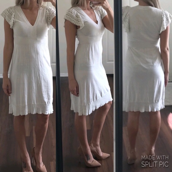 BCBGMaxAzria Dresses & Skirts - BCBGMAXAZRIA ivory silk blend crochet dress